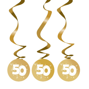 Hangdeco goud ''50'' 3 stuks Hangdeco goud ''50'' 3 stuks